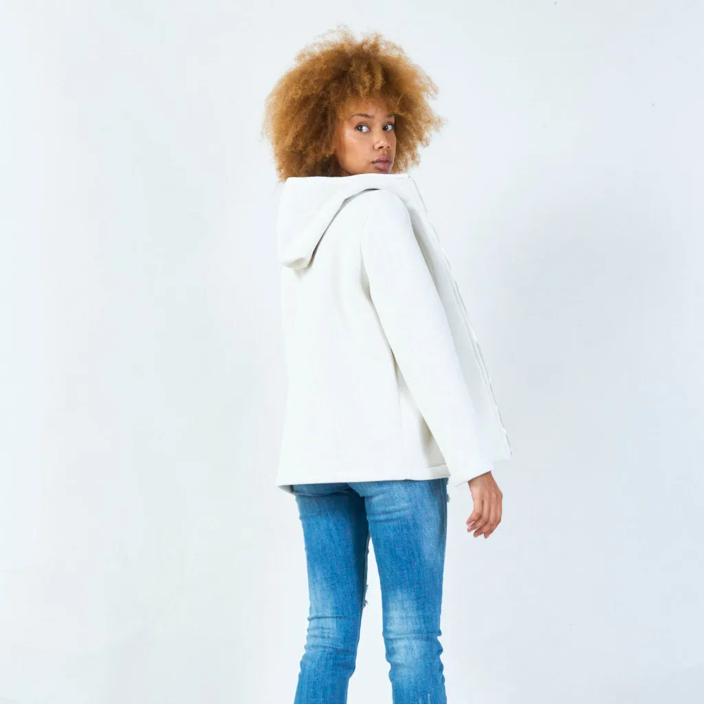 Zip-up hooded jacket with front pockets wholesale