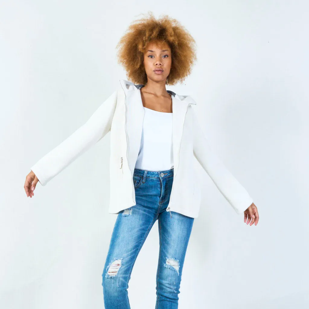 Zip-up hooded jacket with front pockets wholesale